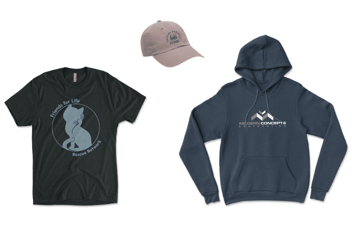 Custom printed apparel samples